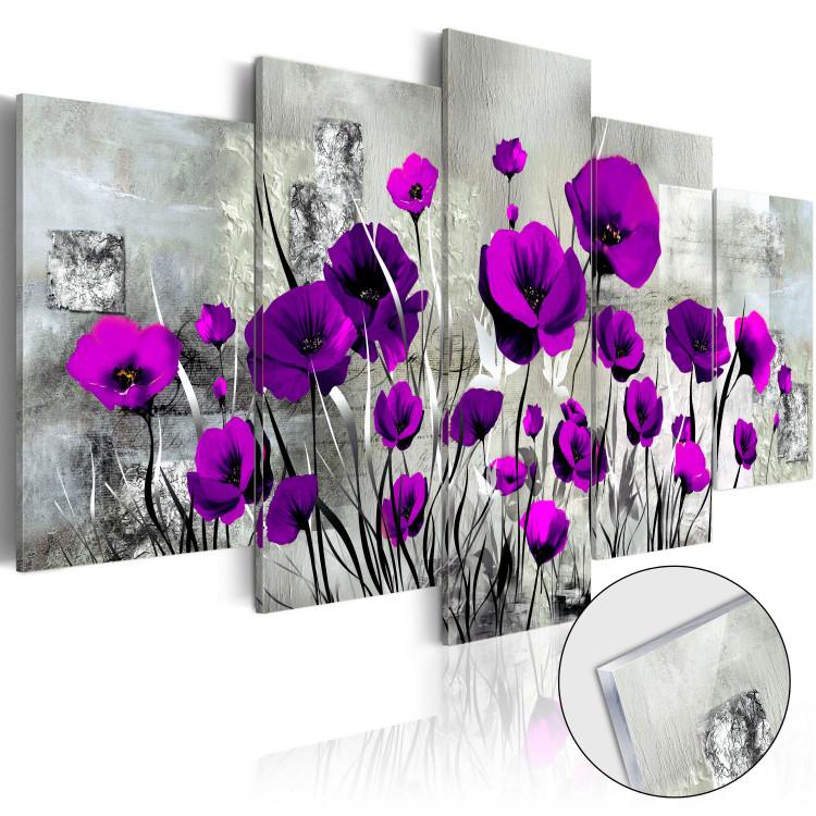 Acrylic Print Meadow: Purple Poppies [Glass]