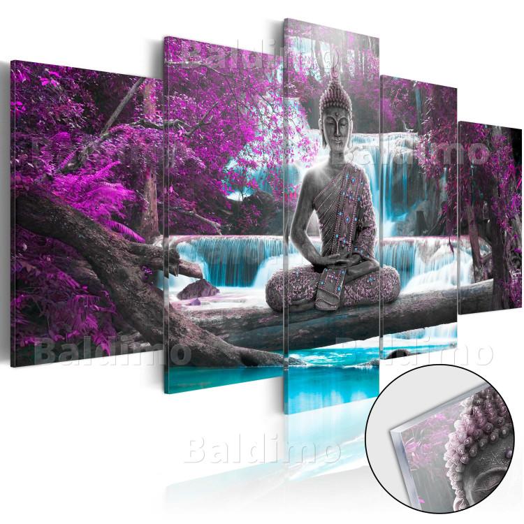 Acrylic Print Waterfall and Buddha [Glass]