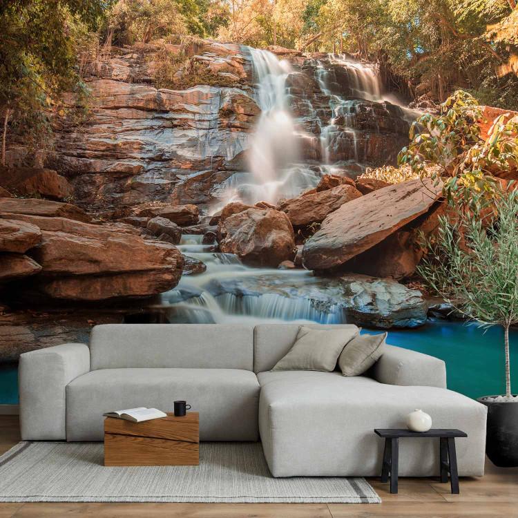 Wall Mural Thailand - landscape with exotic forest and waterfall with turquoise water