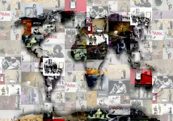 Wall Mural Street art and Banksy - map of the world in the form of a collage composed of murals Wallpaper Cropper
