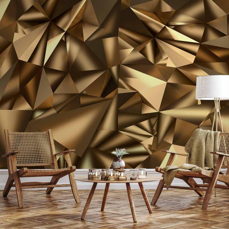 Wall Mural Abstract - golden space with geometric elements and 3D effect