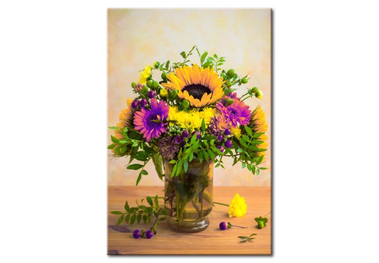 Canvas Floral Charm (1-piece) - Romantic Bouquet of Autumn Flowers