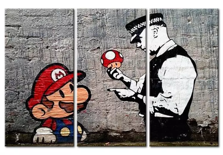 Canvas Super Mario Mushroom Cop by Banksy