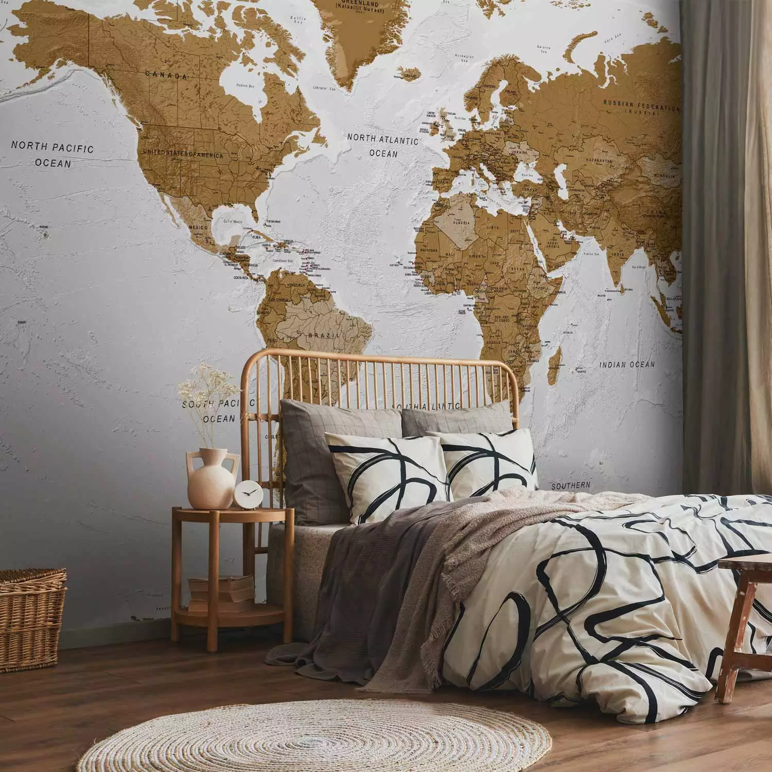 Wall Mural World Map: White Oceans
