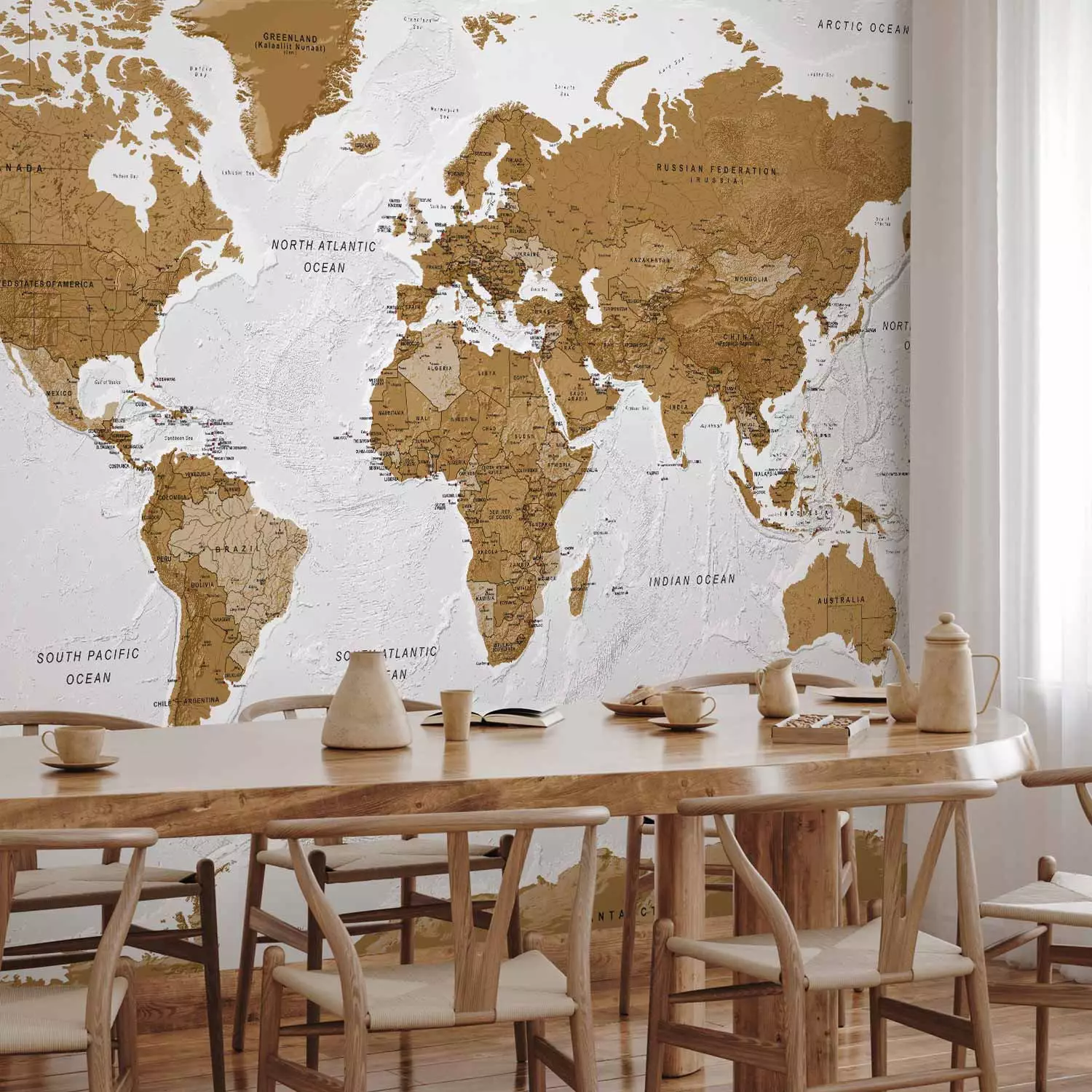 Wall Mural World Map: White Oceans