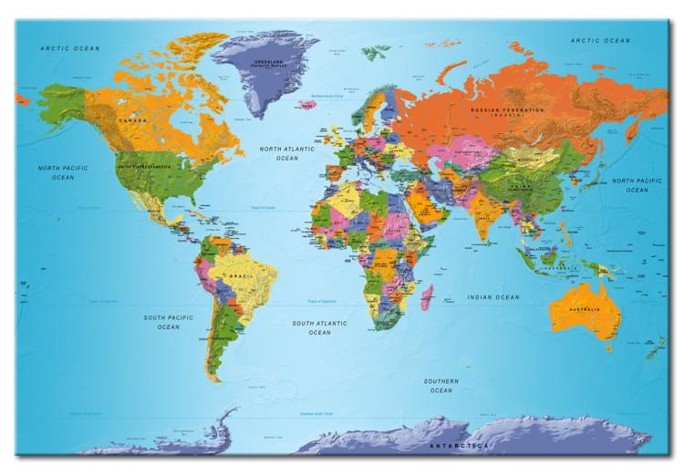 Canvas Colorful Note (1-part) - world map with continents in English