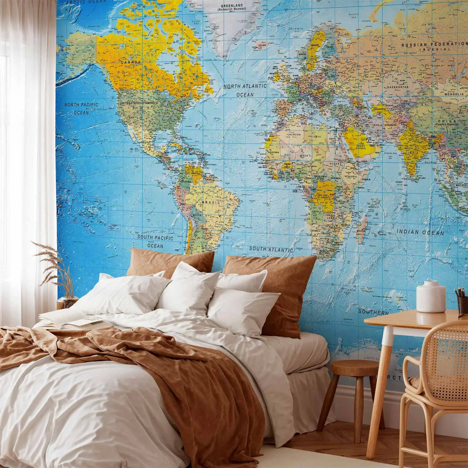 world map wallpaper bedroom