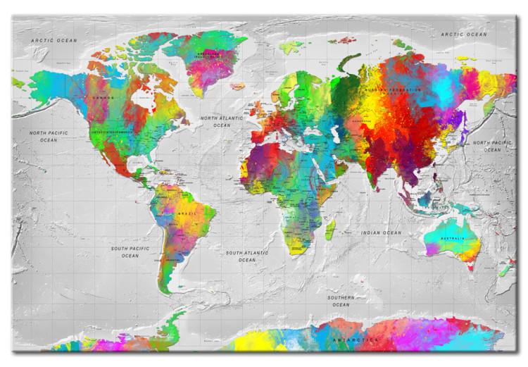 Canvas World in Colors (1-part) - World Map in Artistic Style