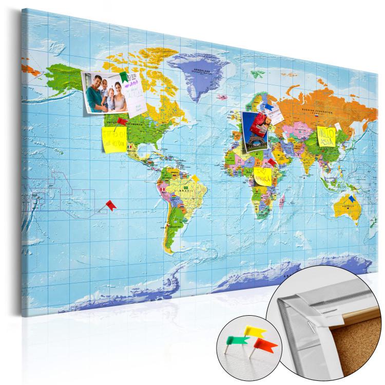 Decorative Pinboard World Map: Countries Flags [Cork Map]