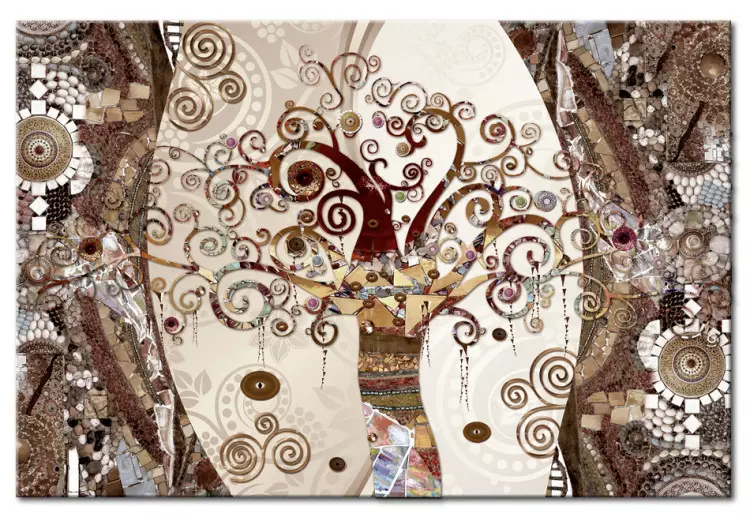 Canvas Artistic Mosaic by Klimt (1-part) - Colorful Abstract Tree