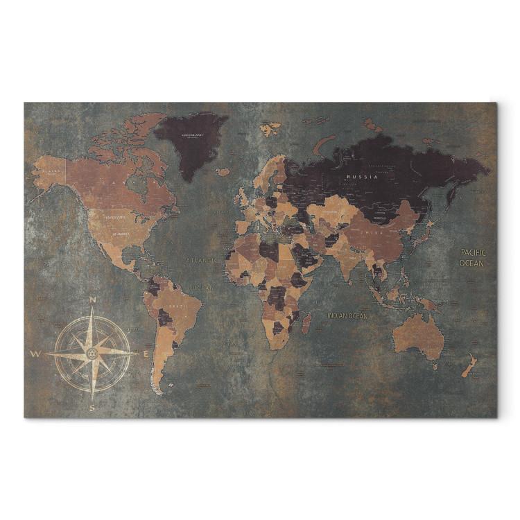 Canvas Journey Through Time (1-part) - World Map on Darker Background