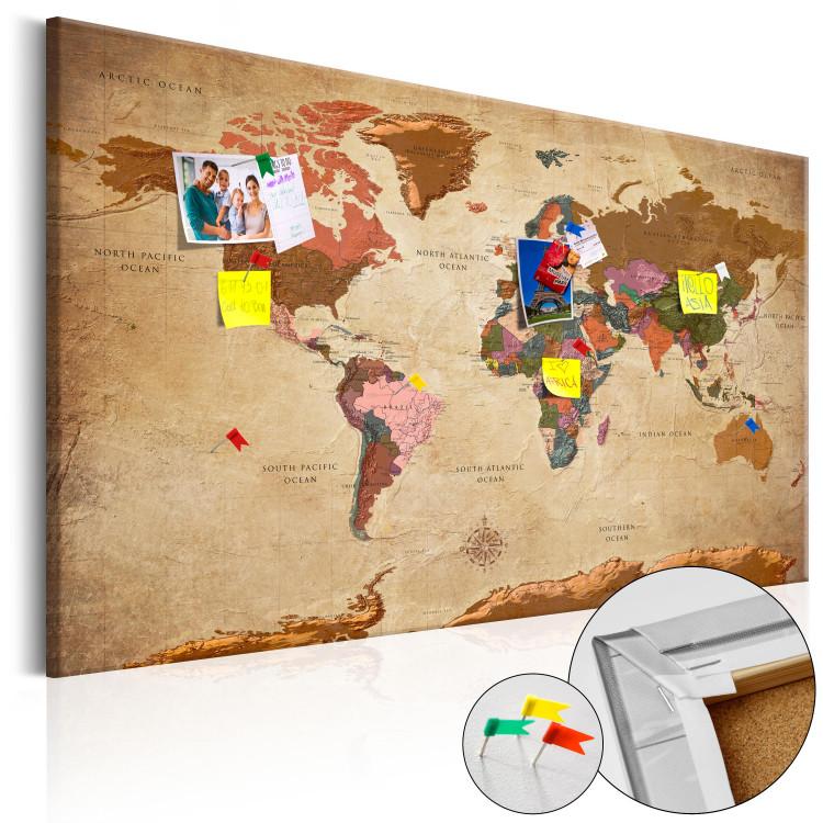 Decorative Pinboard World Map: Brown Elegance [Cork Map]