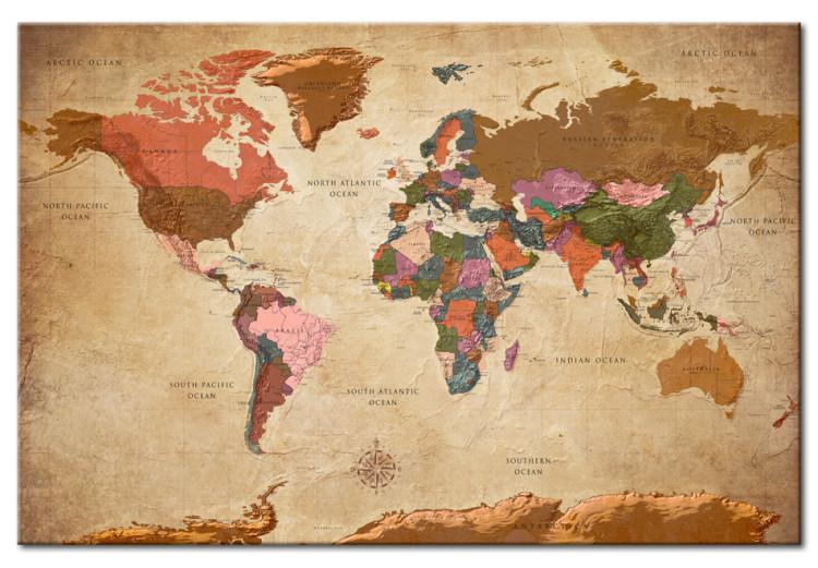 Canvas World Map: Brown Elegance