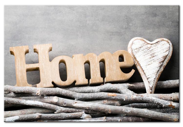 Canvas Home Hearth (1-part) - Wooden English Text in Retro Style