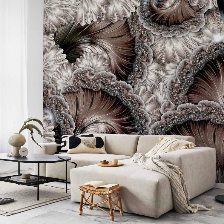 Wall Mural Fans and feathers - shell style ornaments with a black element