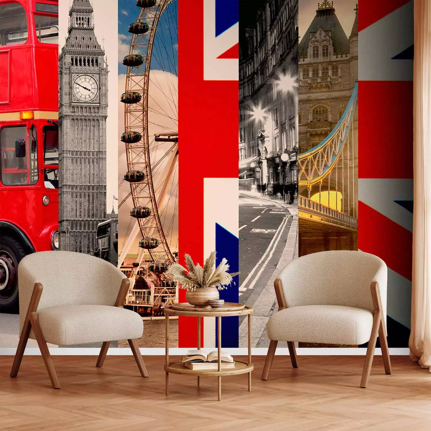 Wall Mural London United Kingdom motif of city architecture with British flag bimago