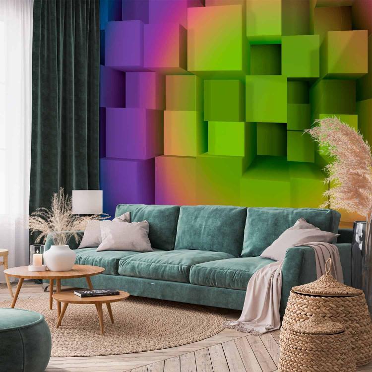 Wall Mural Futuristic map - coloured geometric figures with illusion effect