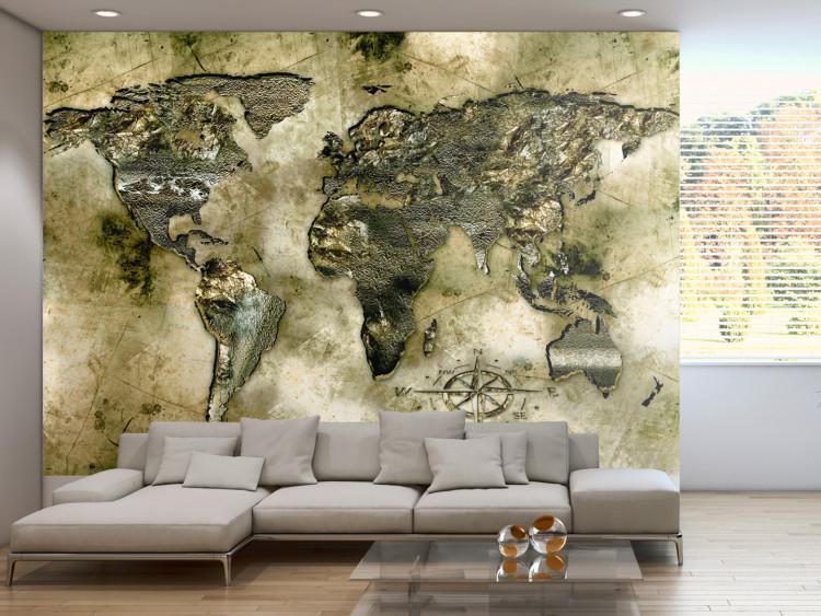 Wall Mural World map - outline of the continents with vintage-style iridescent effect