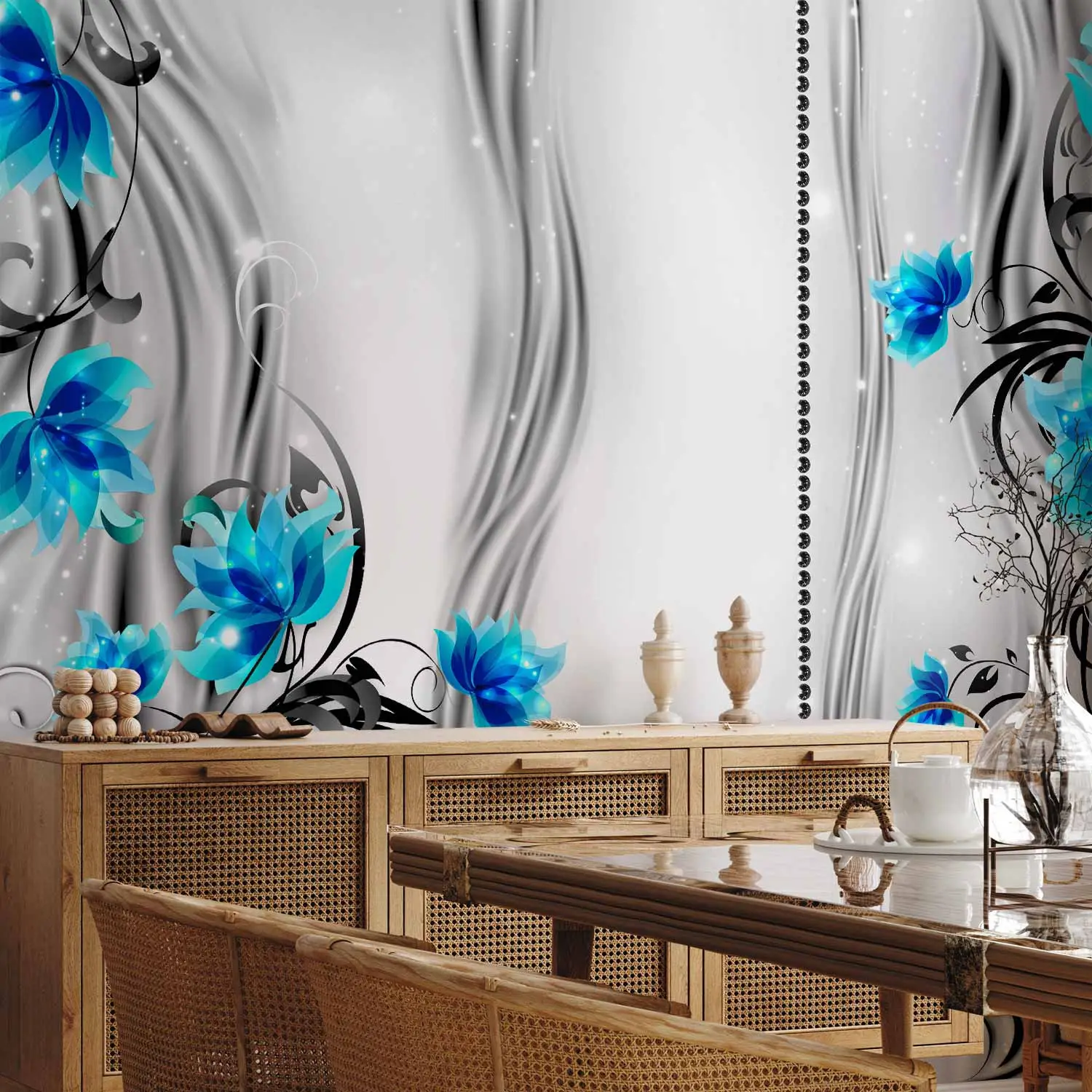 turquoise blue flower wallpaper