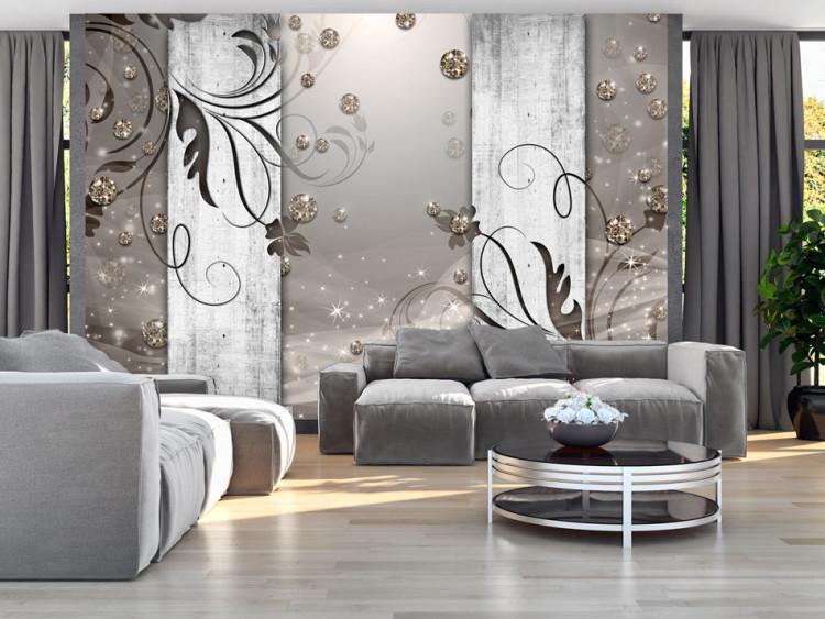 Wall Mural Grey abstraction with black ornaments - diamond pattern background