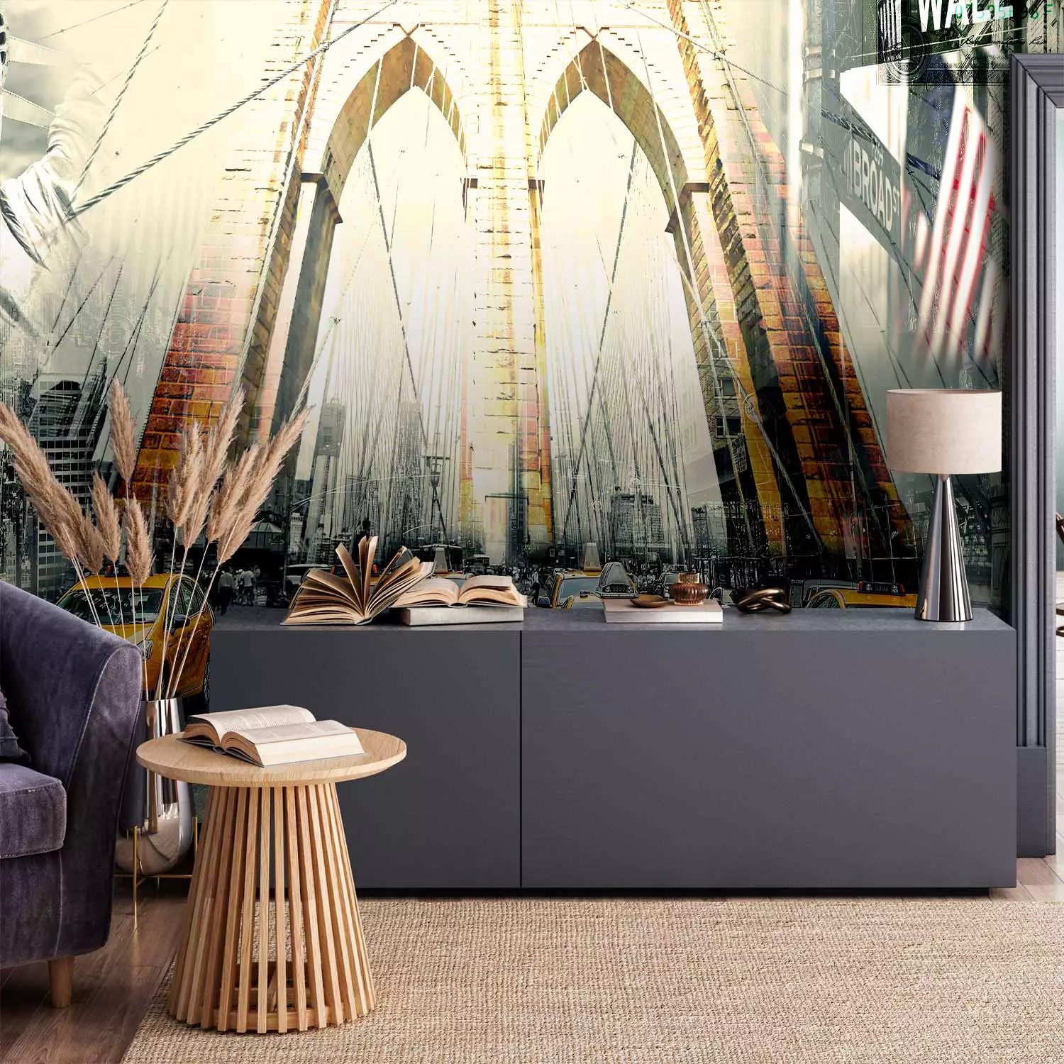 Photo Wallpaper Urban life - collage with motif of New York with the Statue of Liberty