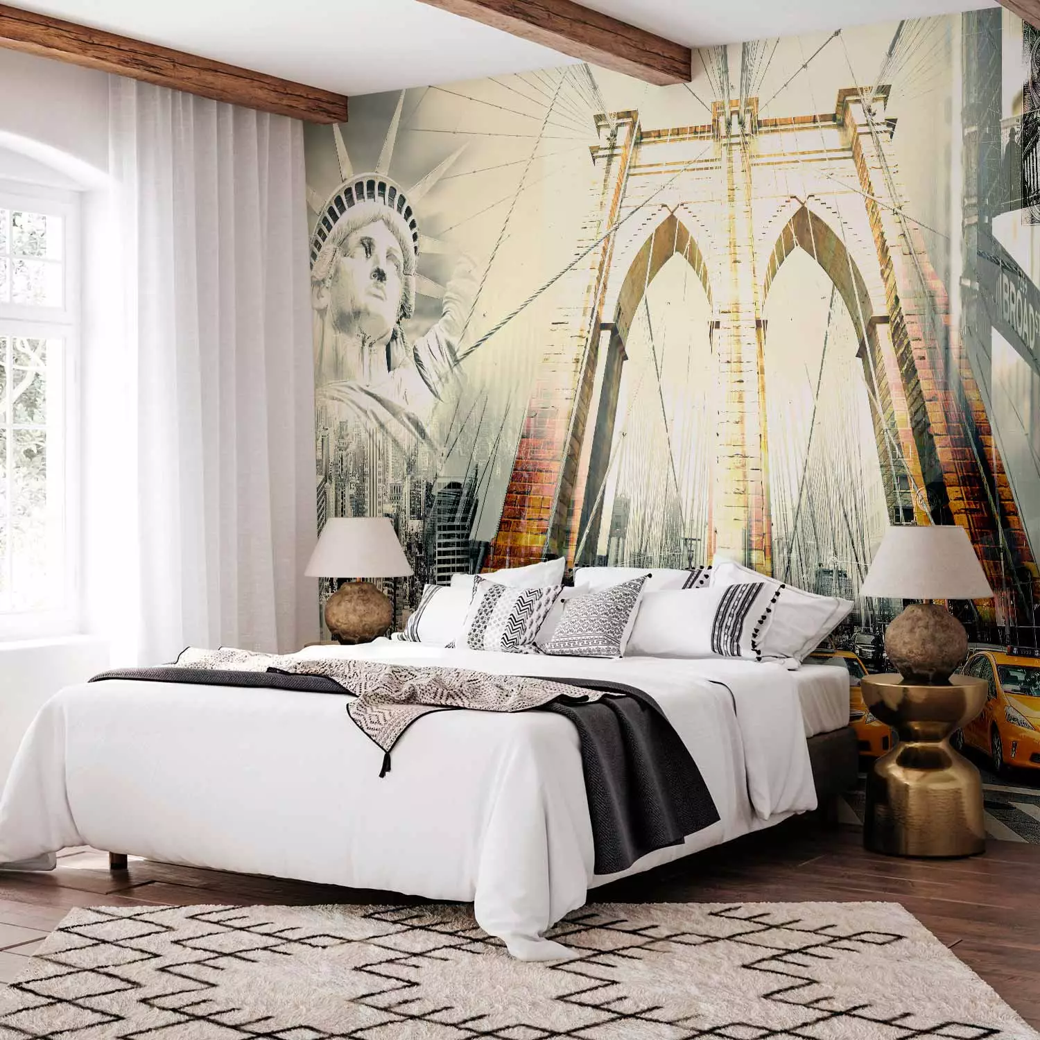 Photo Wallpaper Urban life - collage with motif of New York with the Statue of Liberty