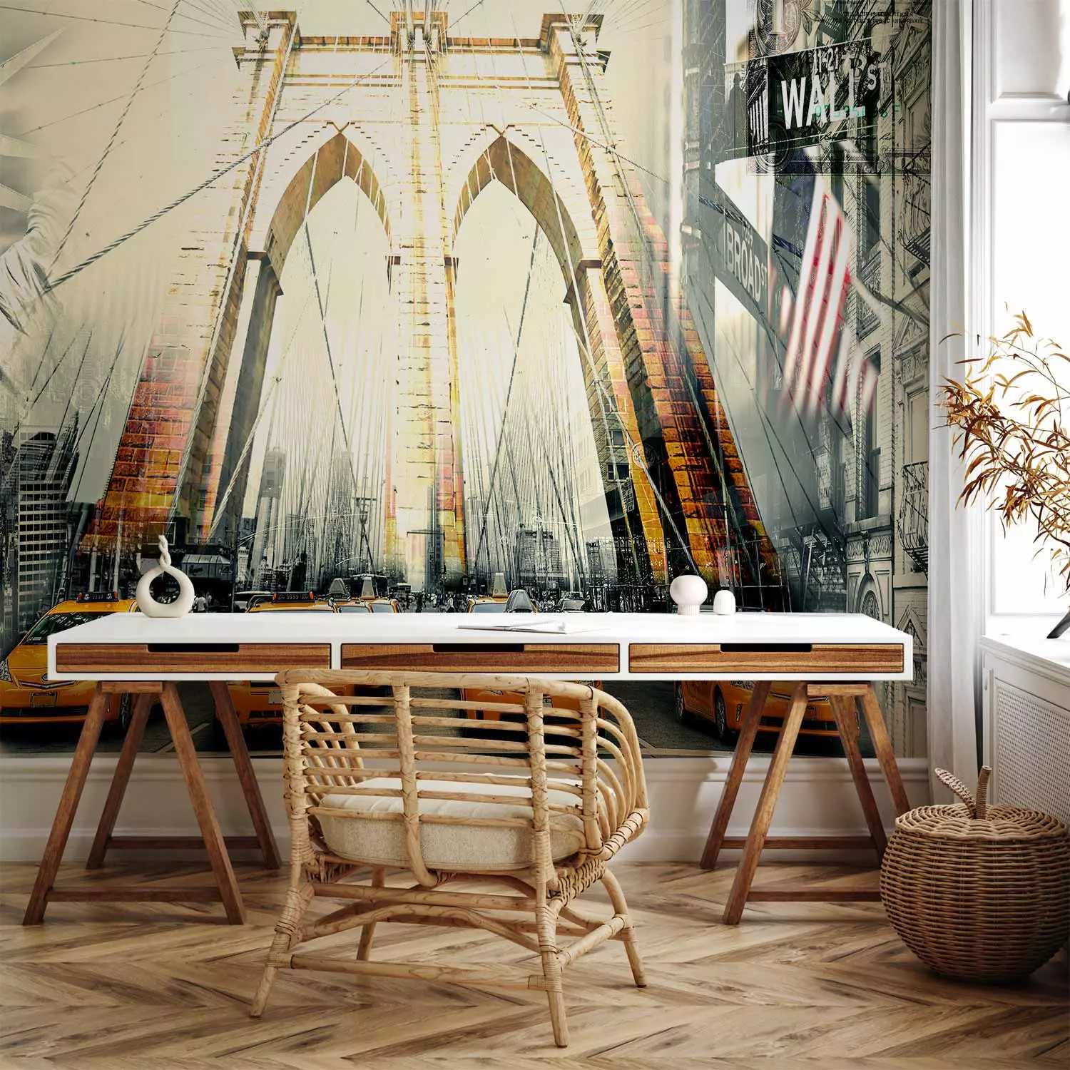 Photo Wallpaper Urban life - collage with motif of New York with the Statue of Liberty