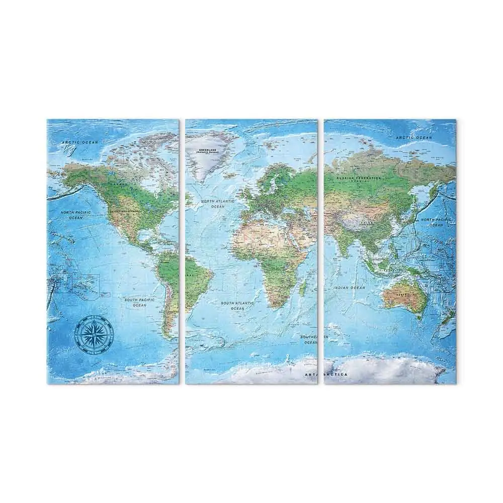 Canvas Print Traditional Cartography II - World Map with Labels on ...