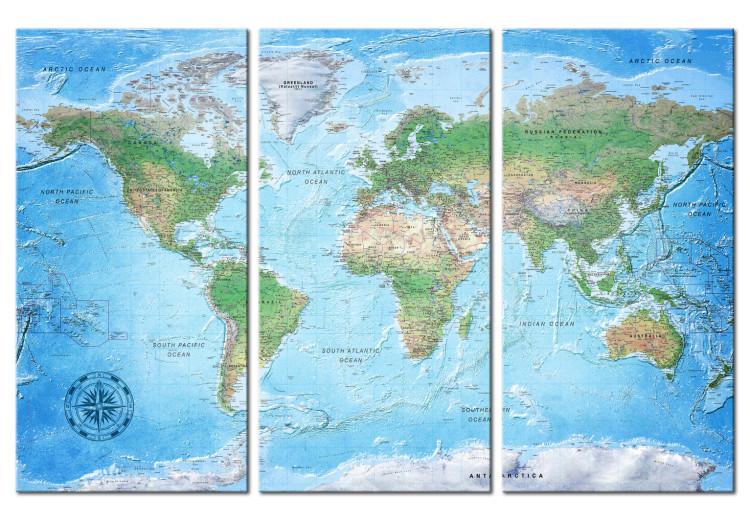 Canvas Traditional Cartography II - World Map with Labels on Continents