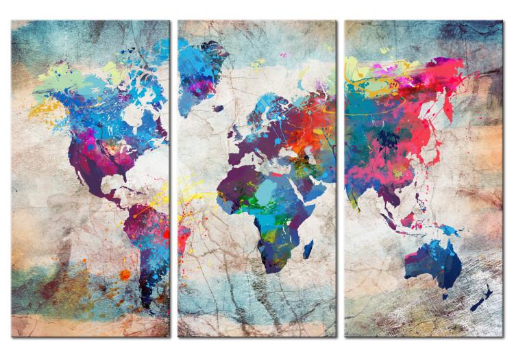 Canvas Maps: Colorful Frenzy - Artistic Continents on World Map