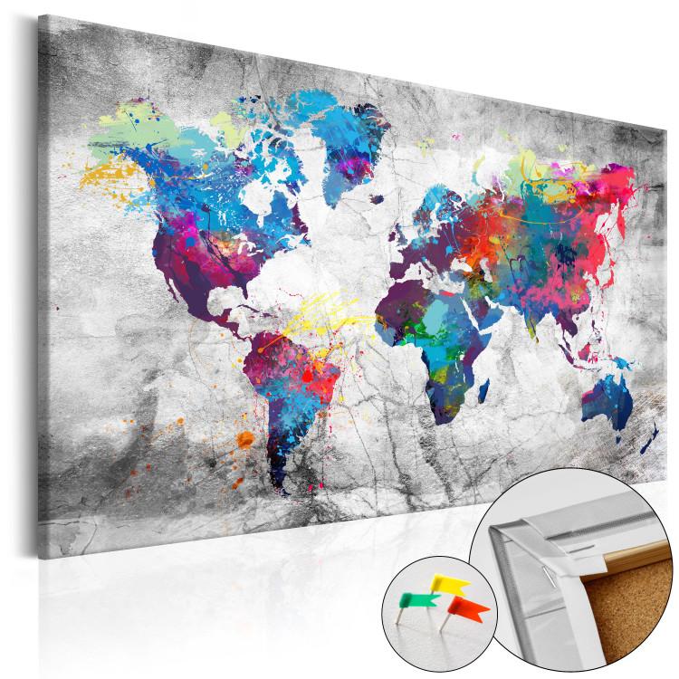 Decorative Pinboard World Map: Grey Style [Cork Map]