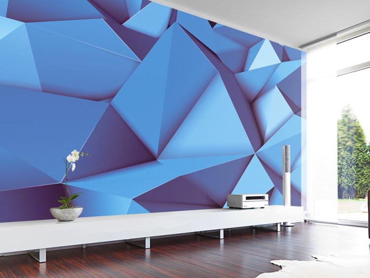 Wall Mural Abstract geometric illusion 3D - composition in blue