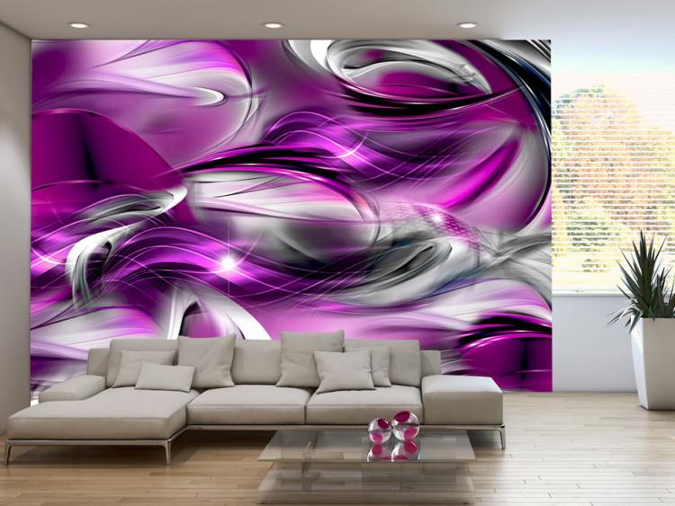 Wall Mural Abstract rough sea - composition with illusion of purple waves