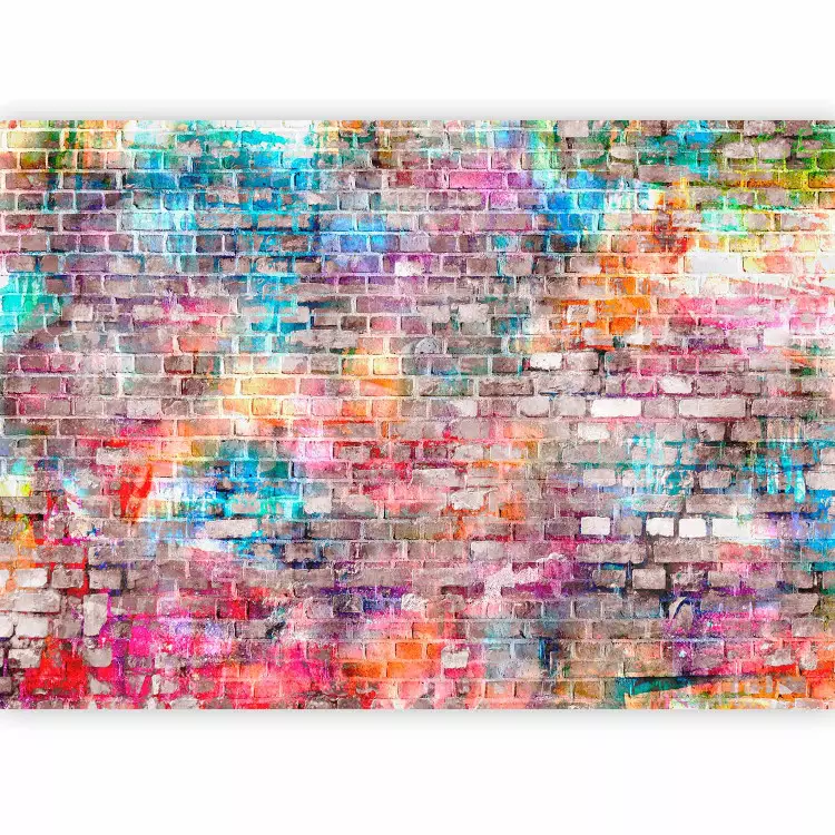 Colours of the rainbow - urban brick wall in a colourful pattern for teenagers