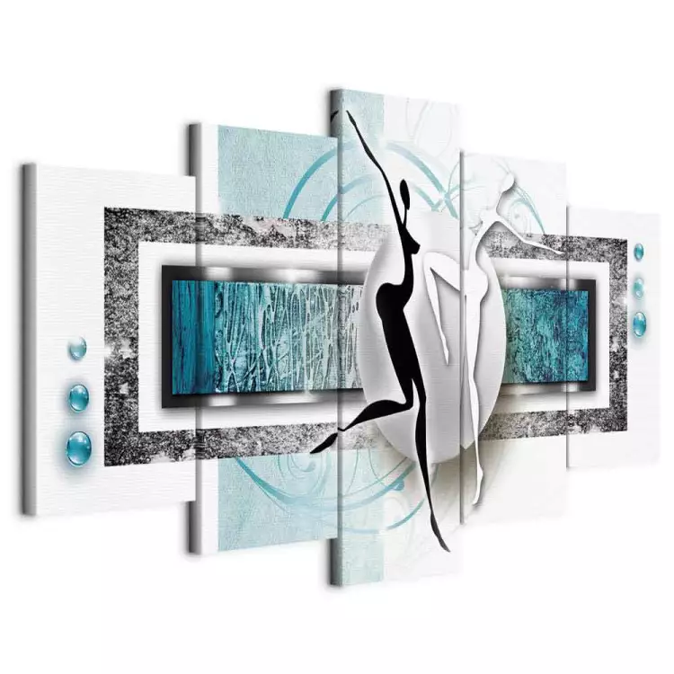 Winter Dance - Abstraction of Two Dancing Figures on Blue Background