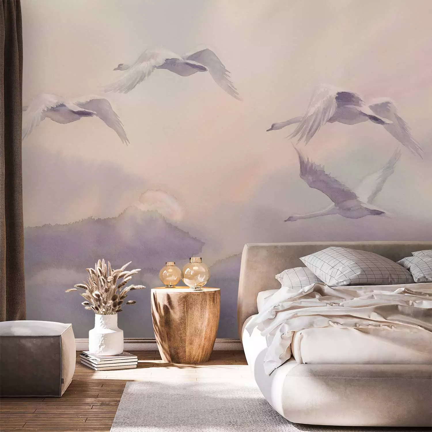 Photo Wallpaper Flying Swans