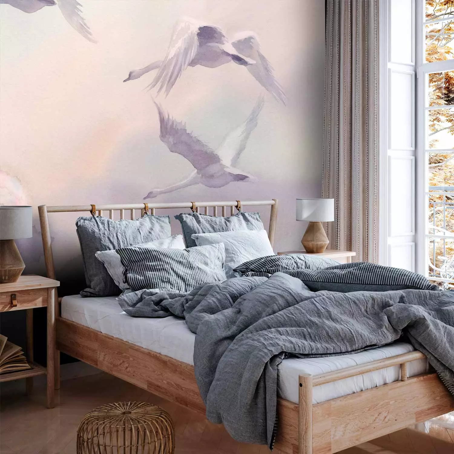 Photo Wallpaper Flying Swans