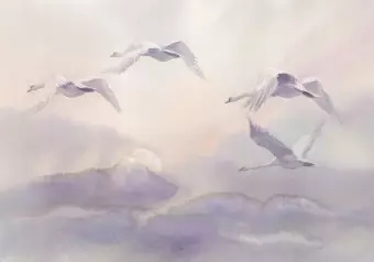 Photo Wallpaper Flying Swans Wallpaper Cropper