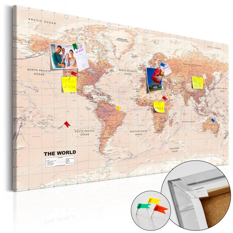 Decorative Pinboard World Map: Orange World [Cork Map]
