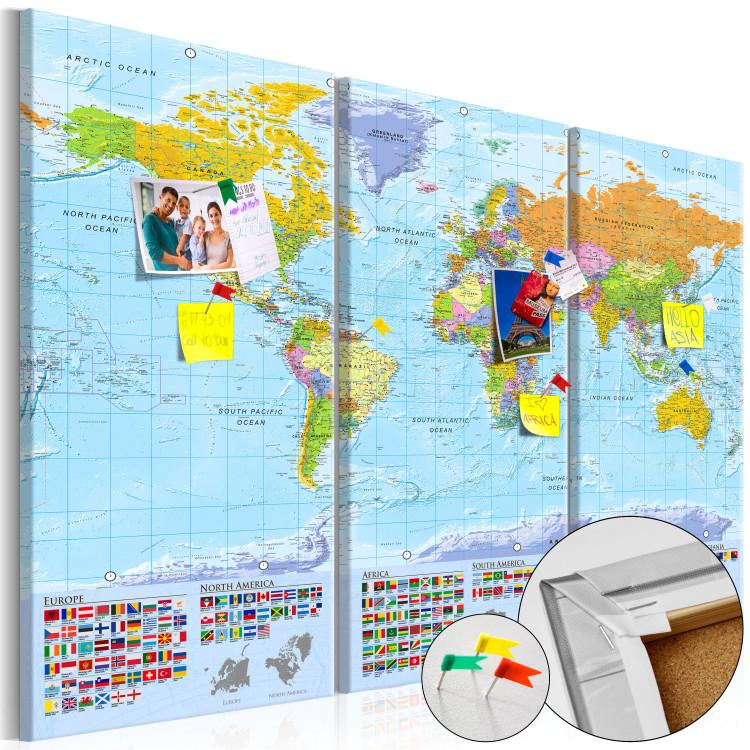 Decorative Pinboard World: Colourful Map II [Cork Map]