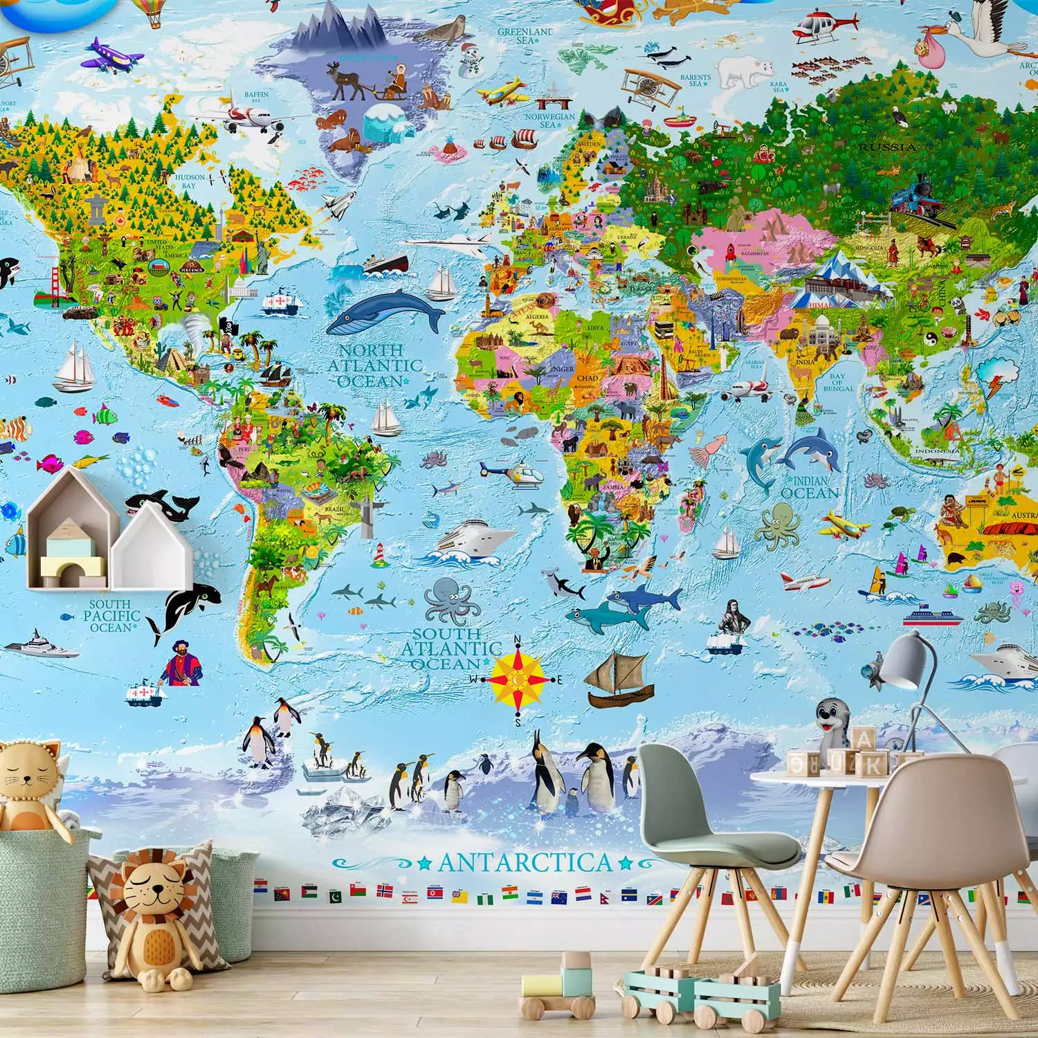 Photo Wallpaper World Map for Kids