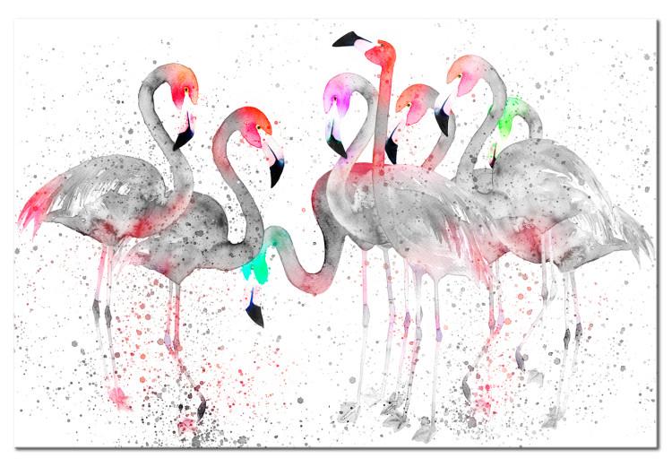 Canvas Flamingoes Dance