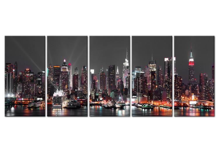 Canvas New York: Insomnia (5-piece) - City Immersed in Nightly Silence