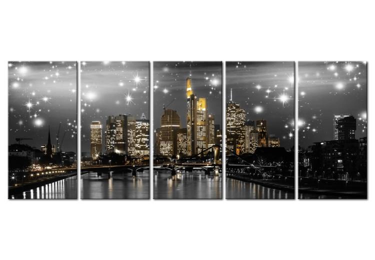 Canvas Frankfurt: Starlight (5-piece) - Cityscape over Water