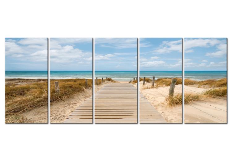 Canvas Beach Entrance (5-piece) - View of the Mediterranean Sea