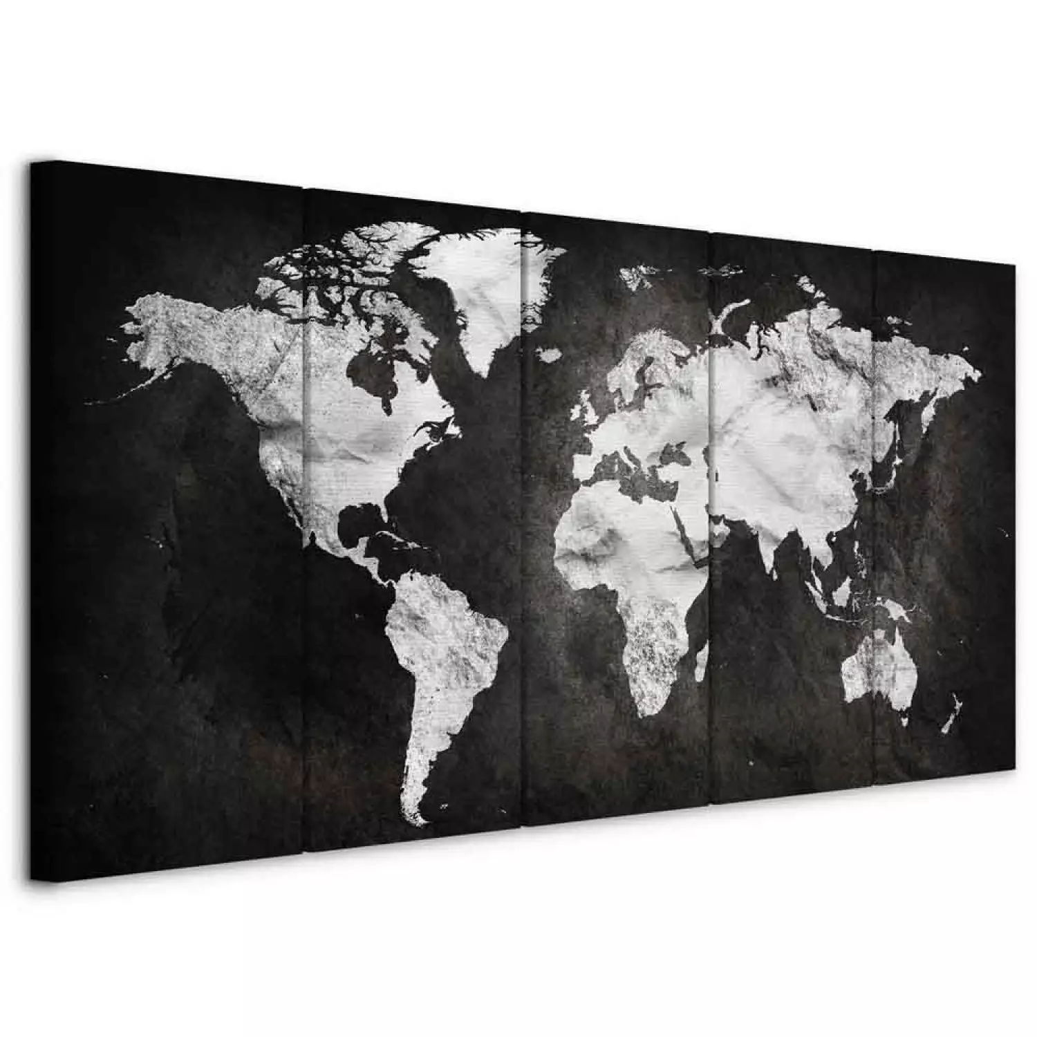 Canvas Wall Art Ink World (5-piece) - Black and White Aesthetic World Map -  bimago, image size:1500x1500