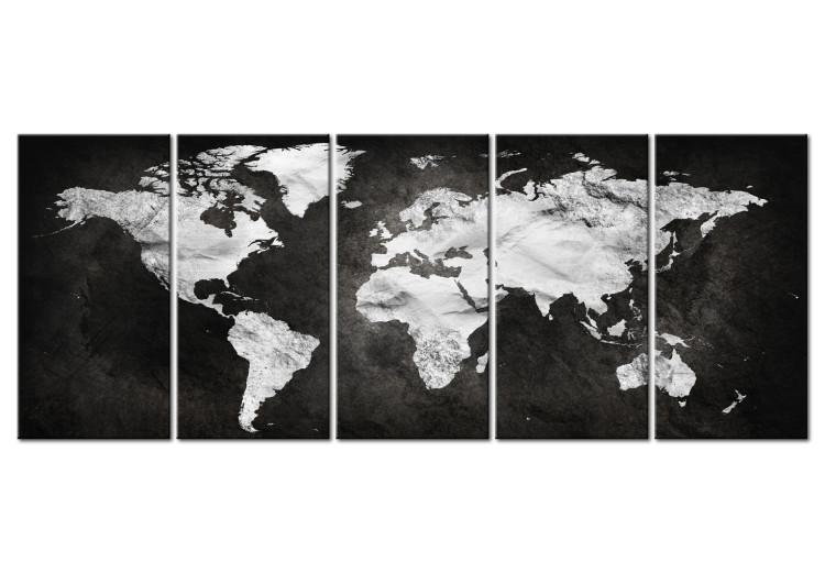 Canvas Ink World (5-piece) - Black and White Aesthetic World Map
