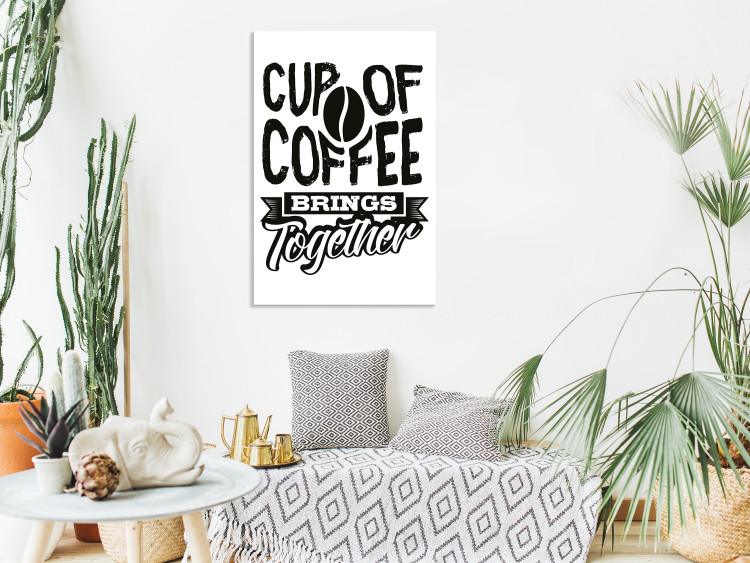 Canvas Art Print Cup of Coffee Brings Together (1 Part) Vertical 114700 additionalImage 3