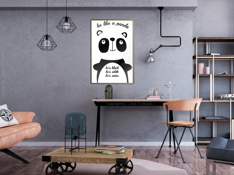 Wall Poster Be Like a Panda - black and white composition with an animal and texts 114800 additionalImage 7
