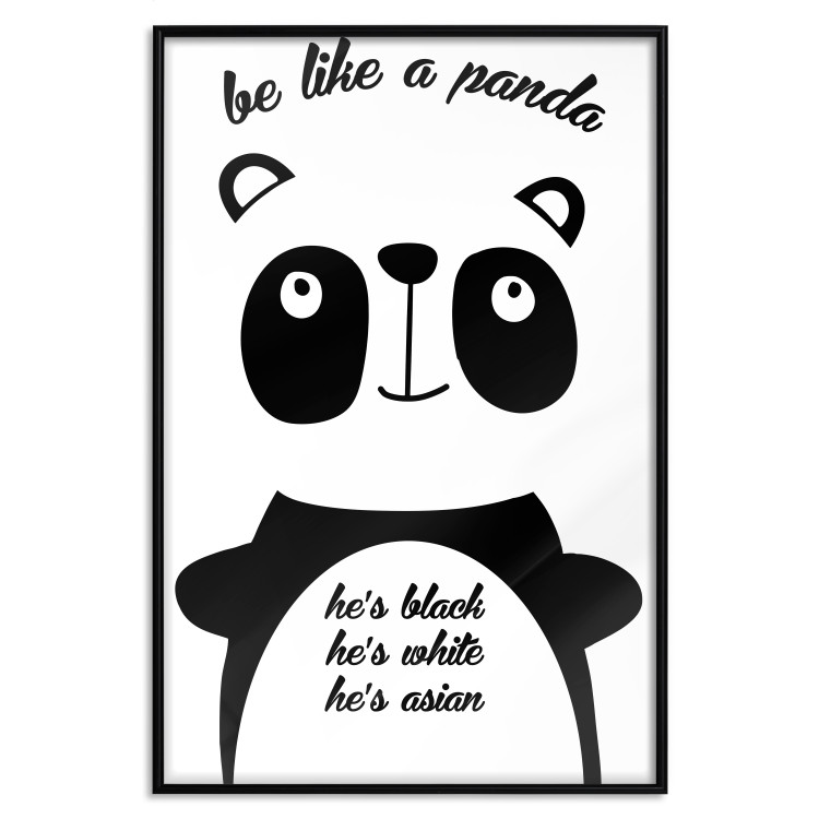 Wall Poster Be Like a Panda - black and white composition with an animal and texts 114800 additionalImage 24